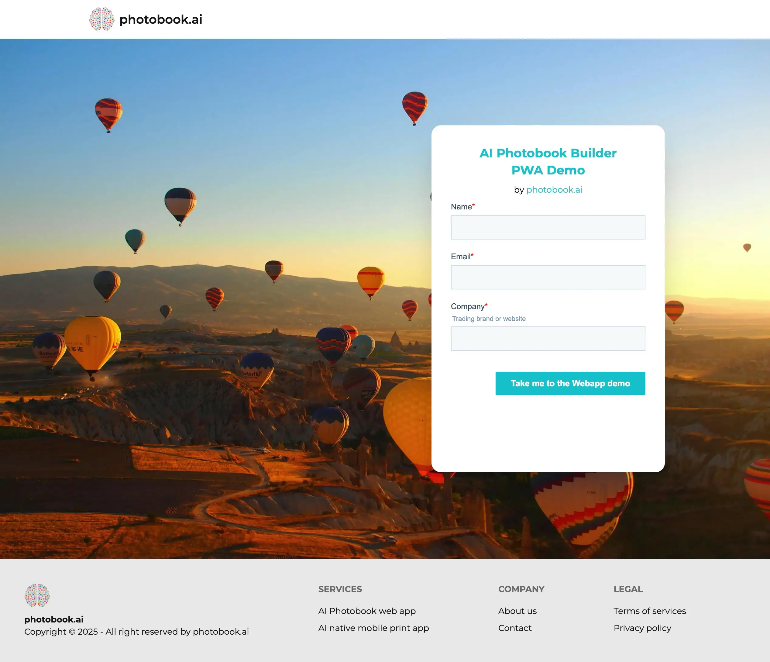 Photobook AI demo website (Associated with Senja Solutions)